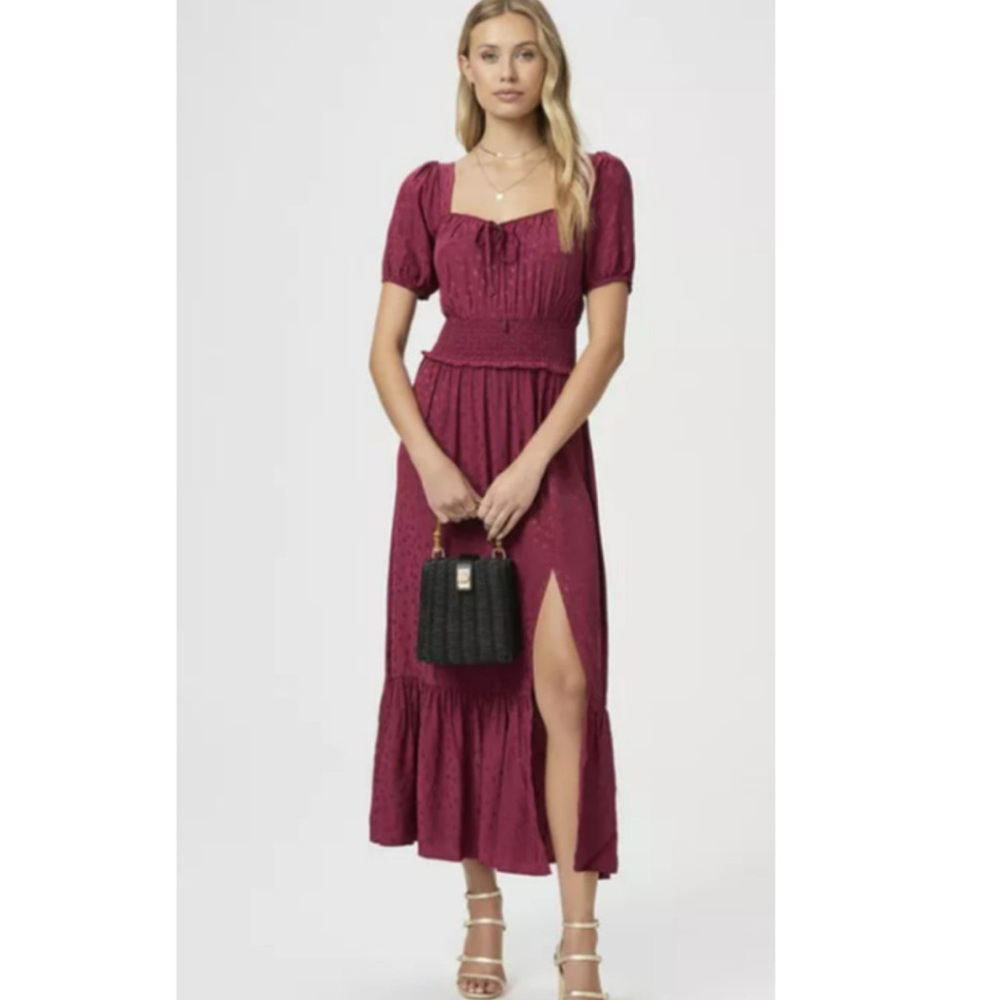 PAIGE Avonne berry jam satin dress new with tags size small